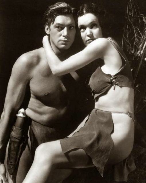 Him Tarzan: Johnny Weissmuller and Maureen O'Sullivan.