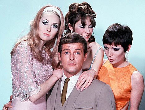 Roger Moore as The Saint, with friends.